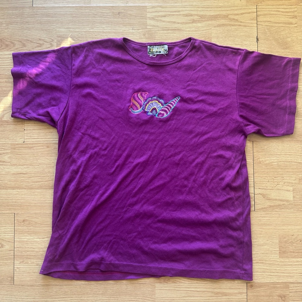 Purple Shirt with Embroidered Design